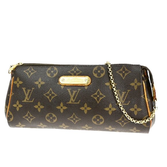 LOUIS VUITTON Logo Eva Chain Shoulder Bag Monogram Leather Brown - Picture 1 of 14
